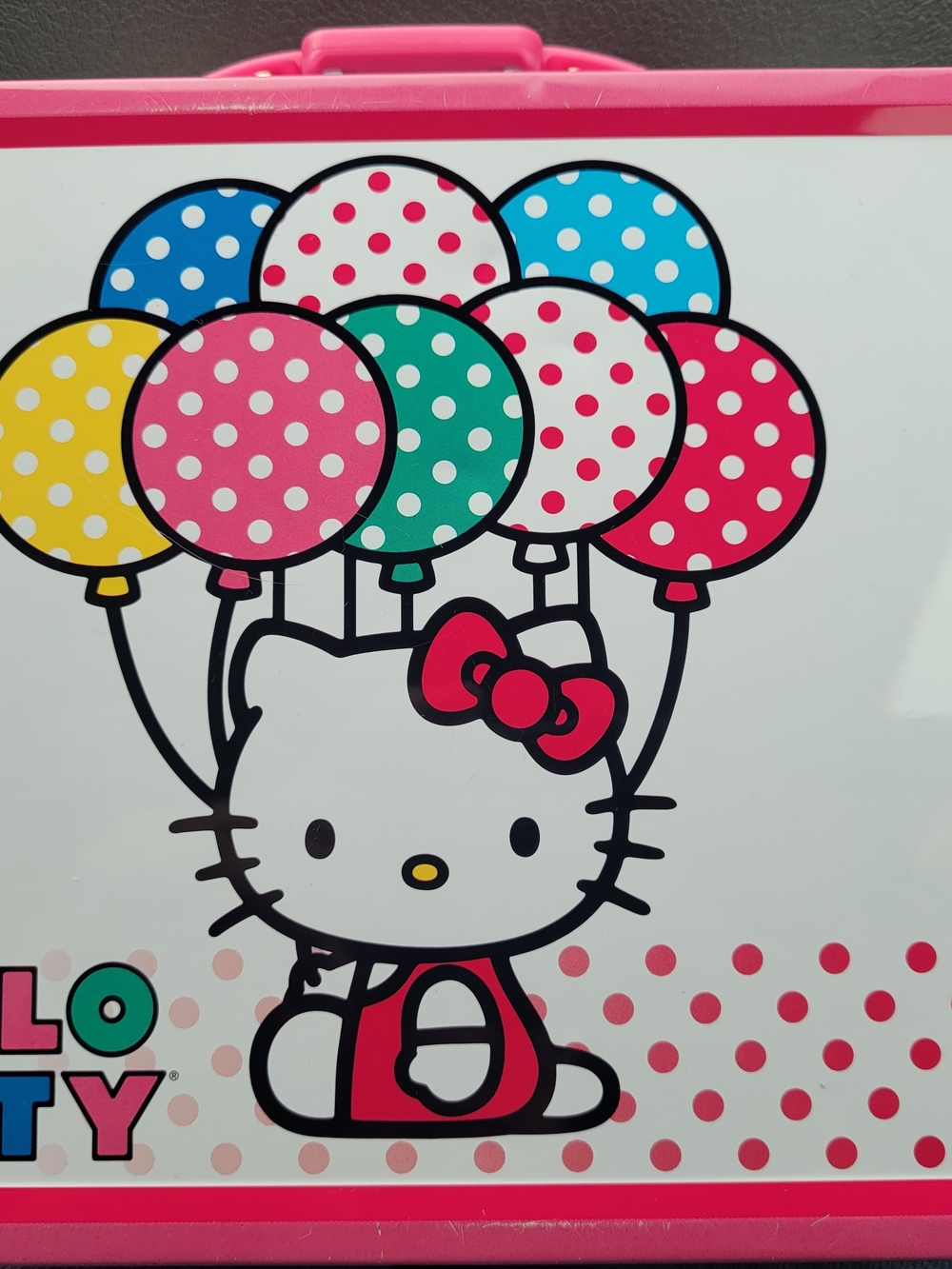 Hello Kitty Colorful Polka Dot Balloon Lunchbox - Pink Trim